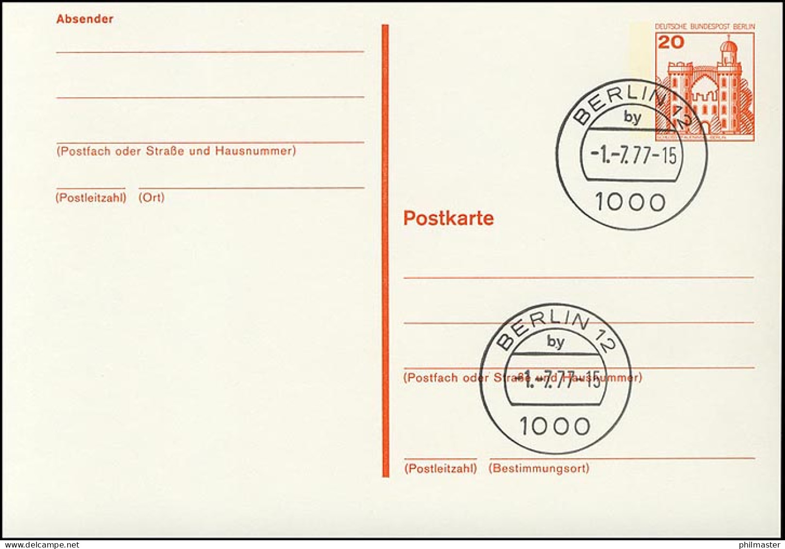 P 103 - BuS 20 Pf Mit Strichlinien VS-O Berlin - Andere & Zonder Classificatie