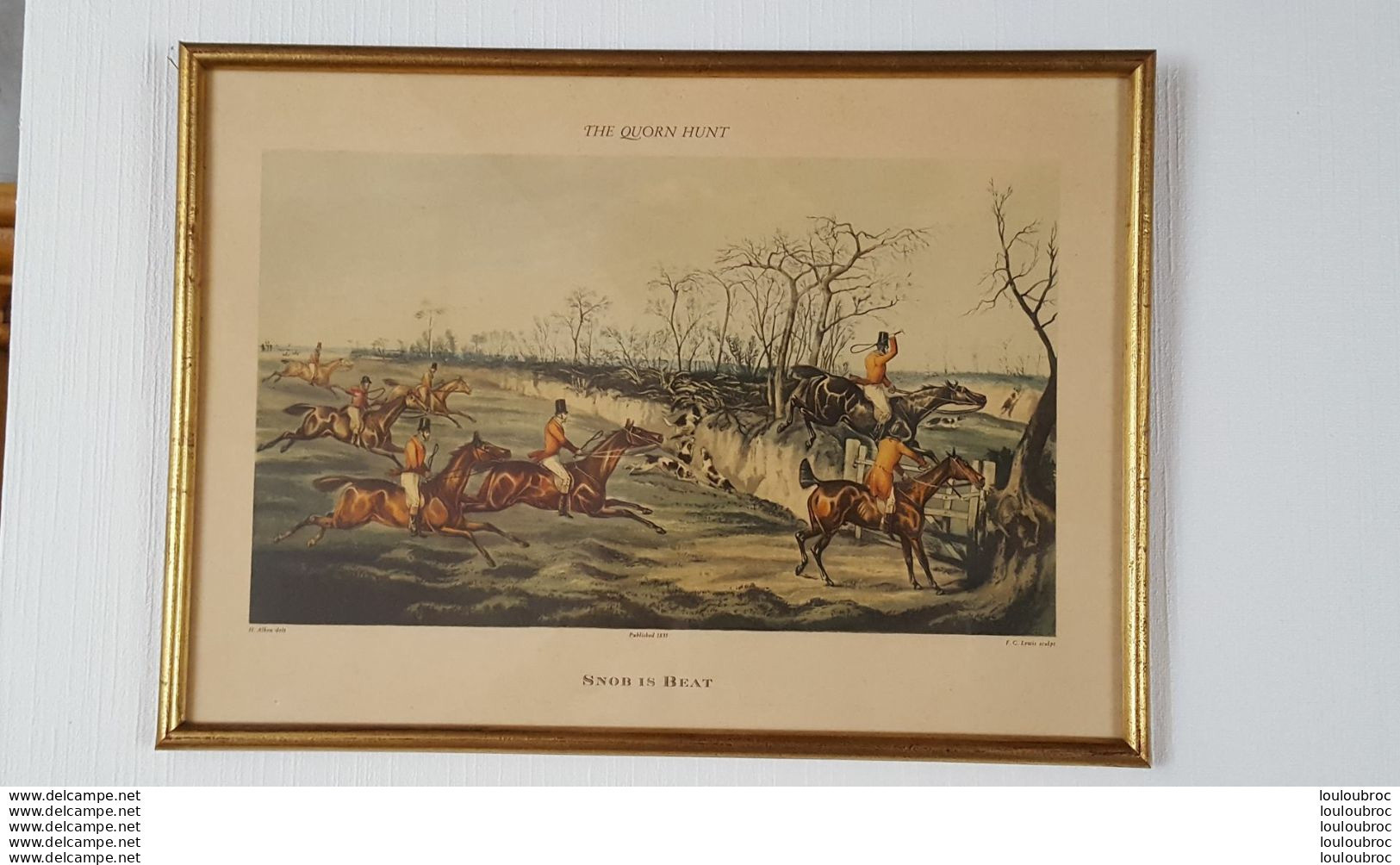 THE QUORN HUNT SNOB IS BEAT  SCENE DE CHASSE  GRAVURE ENCADREE H. ALKEN DELT DIMENSIONS TOTALES 38 X 28 CM - Autres & Non Classés