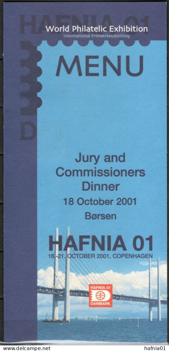 Martin Mörck. Denmark 2001. Menu HAFNIA'01 With Michel 1287. Signed. - Autres & Non Classés