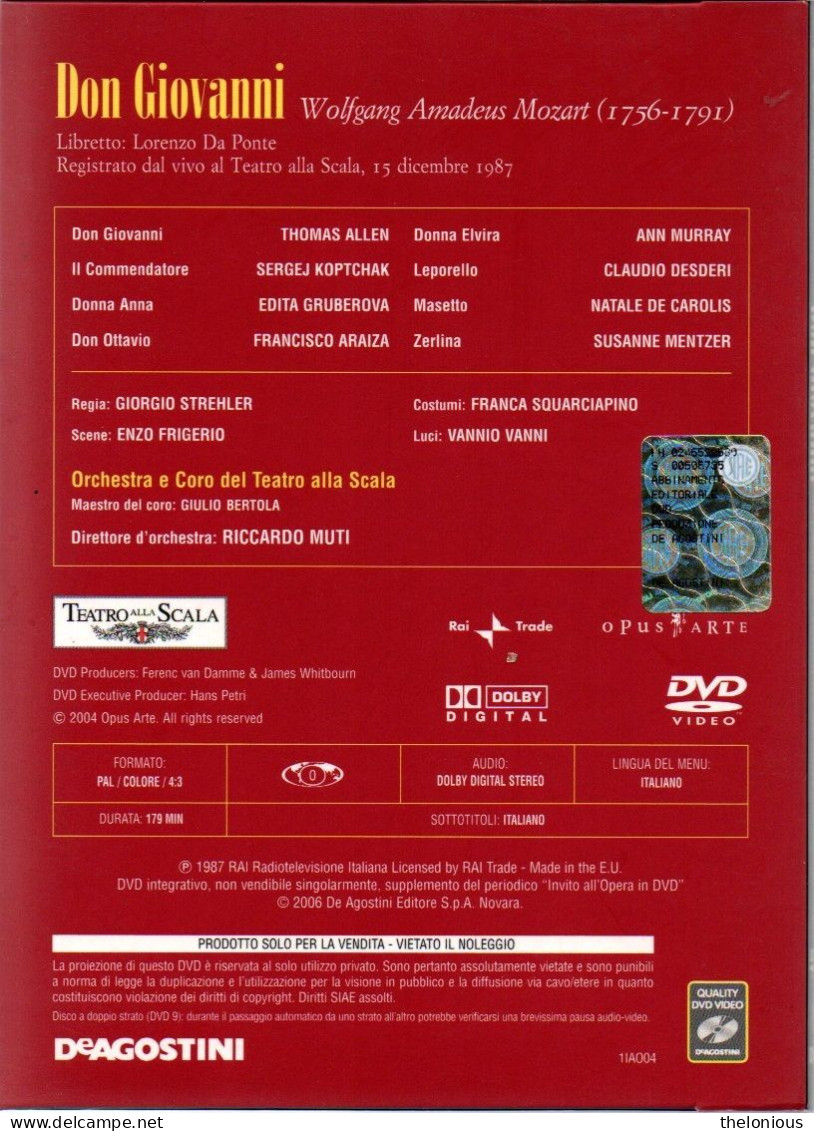 * Invito All'Opera In DVD N 4: W. A. Mozart - Don Giovanni - Con Libretto - Concert Et Musique