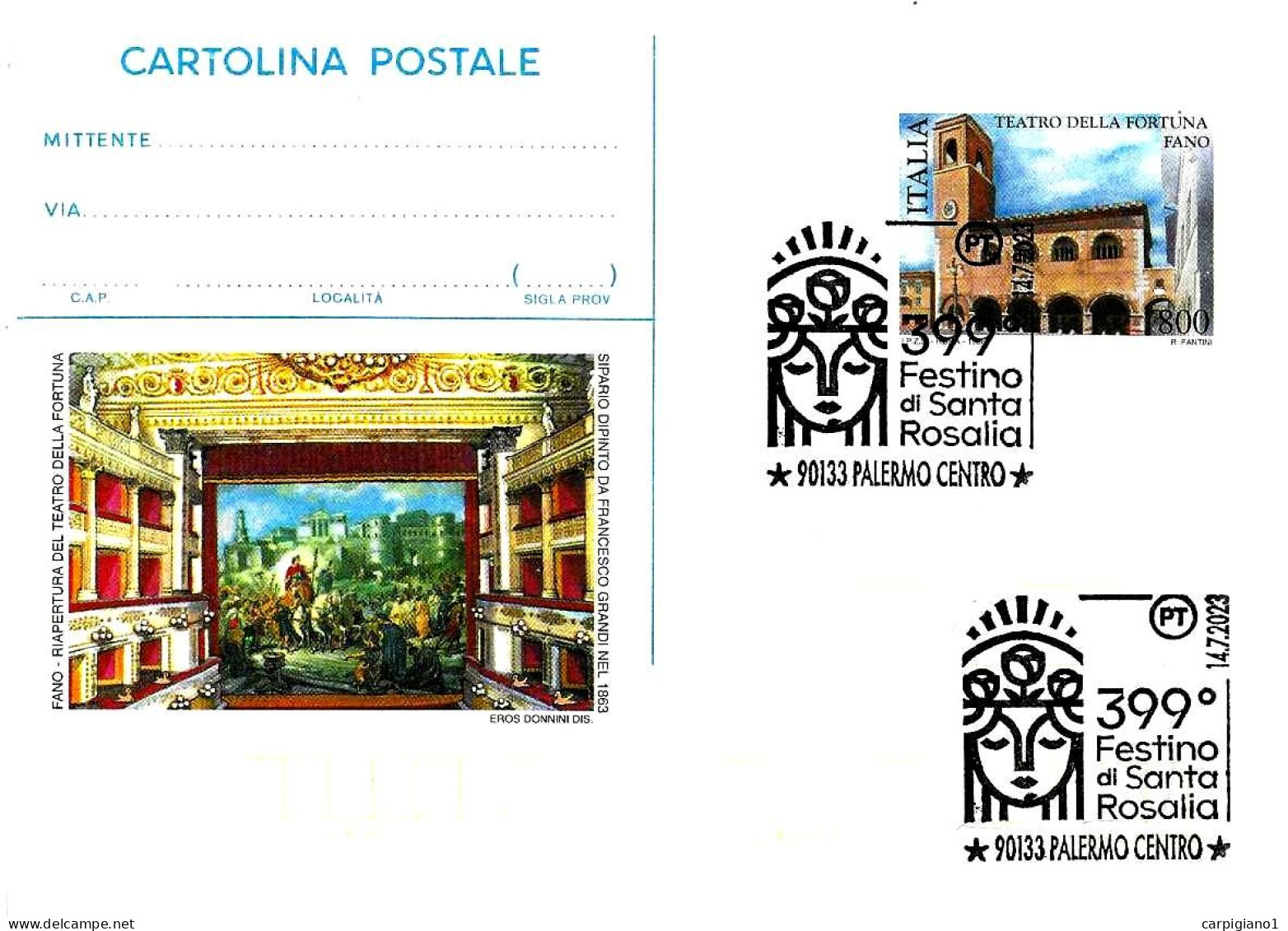 ITALIA ITALY - 2023 PALERMO 399° Festino Di Santa ROSALIA Su Cartolina Postale CP - 10683 - 2021-...: Marcophilie