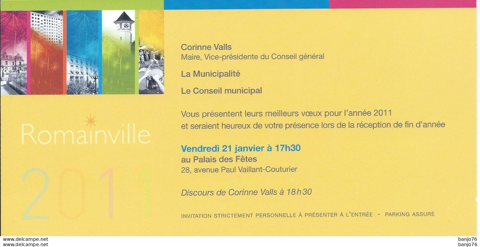 Romainville (93) - Carte De Vœux De La Mairie 2011 - Maire Corinne Valls - Romainville