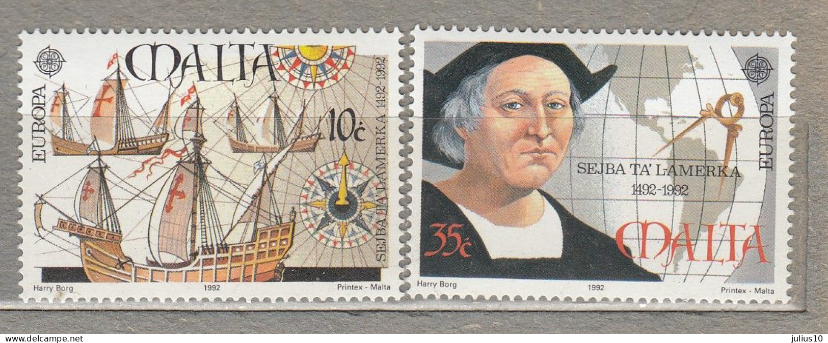 EUROPA CEPT 1992 Malta C.Colombo 500th Discovery Of America MNH(**) Mi 885/86 #33911 - 1992