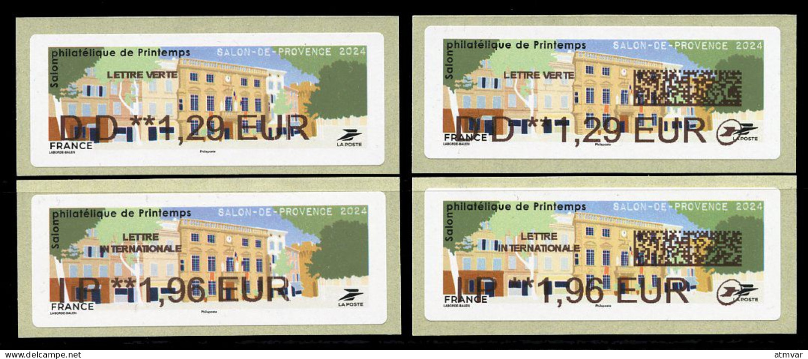 FRANCE (2024) Series / Sets ATM Vignettes LISA Salon Philatélique De Printemps - Salon-de-Provence 2024 - Hôtel De Ville - 2010-... Illustrated Franking Labels