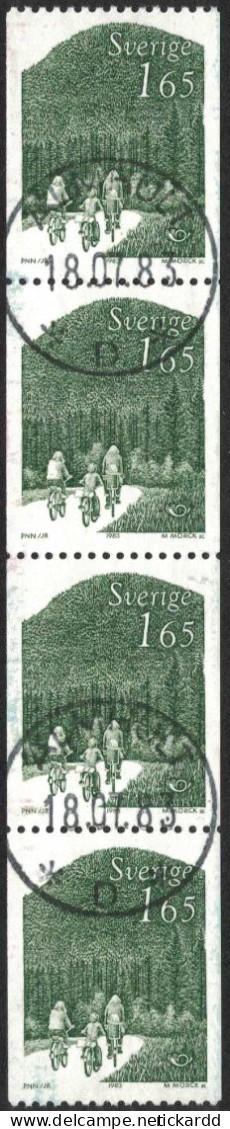 Sweden - Facit #1247 LYX / PRAKTstämplat 4-strip ÄLMHULT 18.07.83 - 1930- ... Coil Stamps II