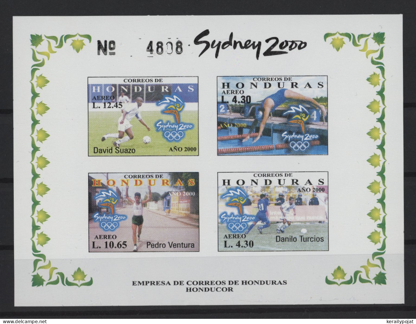 Honduras - 2000 Summer Olympics Sydney (II) Block IMPERFORATE MNH__(TH-27533) - Honduras