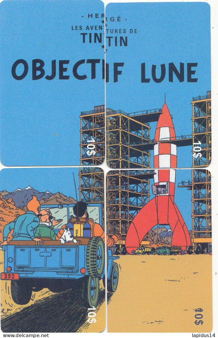 TE 16 / TELECARTE PUZZLE DE 4 CARTES  TINTIN OBJECTIF LUNE TIRAGE 500 EX - Fumetti