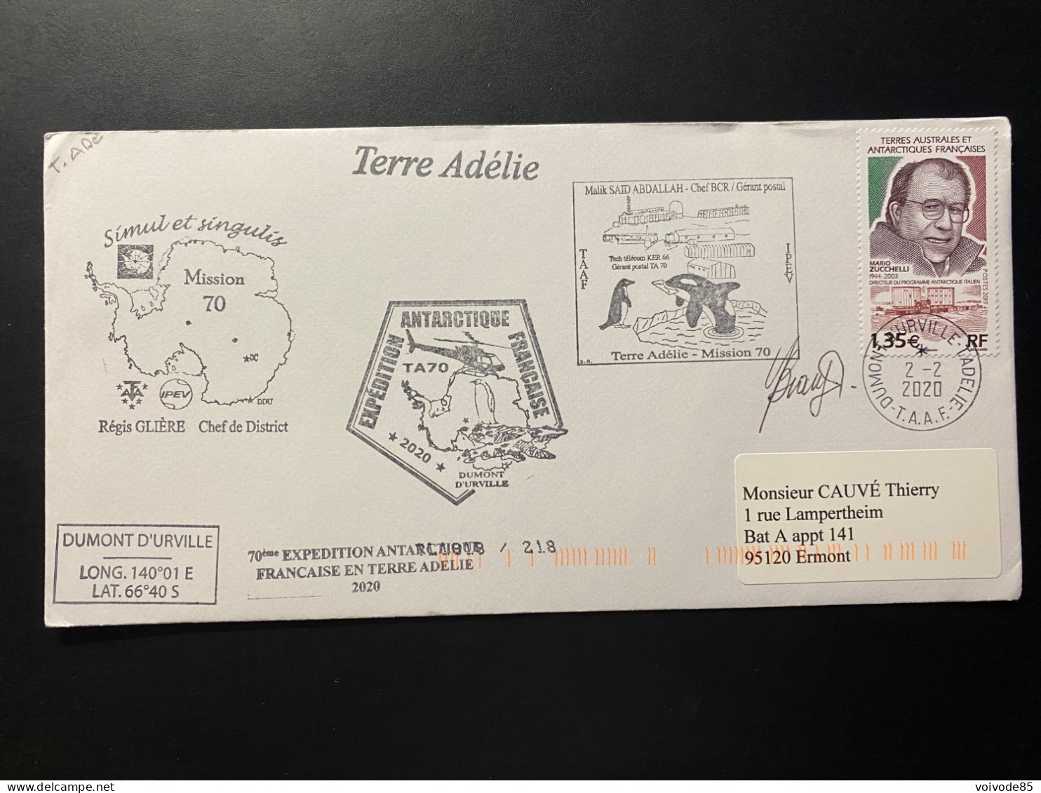 Lettre "Mario Zucchelli" 02/02/2020 - TAAF - Terre Adélie - Briefe U. Dokumente