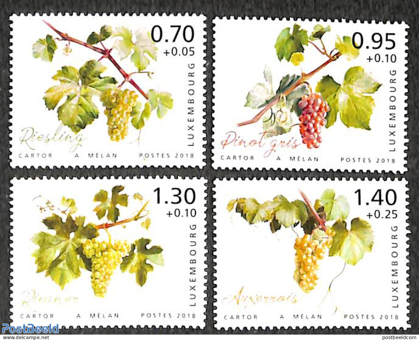 Luxemburg 2018 Moselle Wine Region 4v, Mint NH, Nature - Fruit - Wine & Winery - Ungebraucht