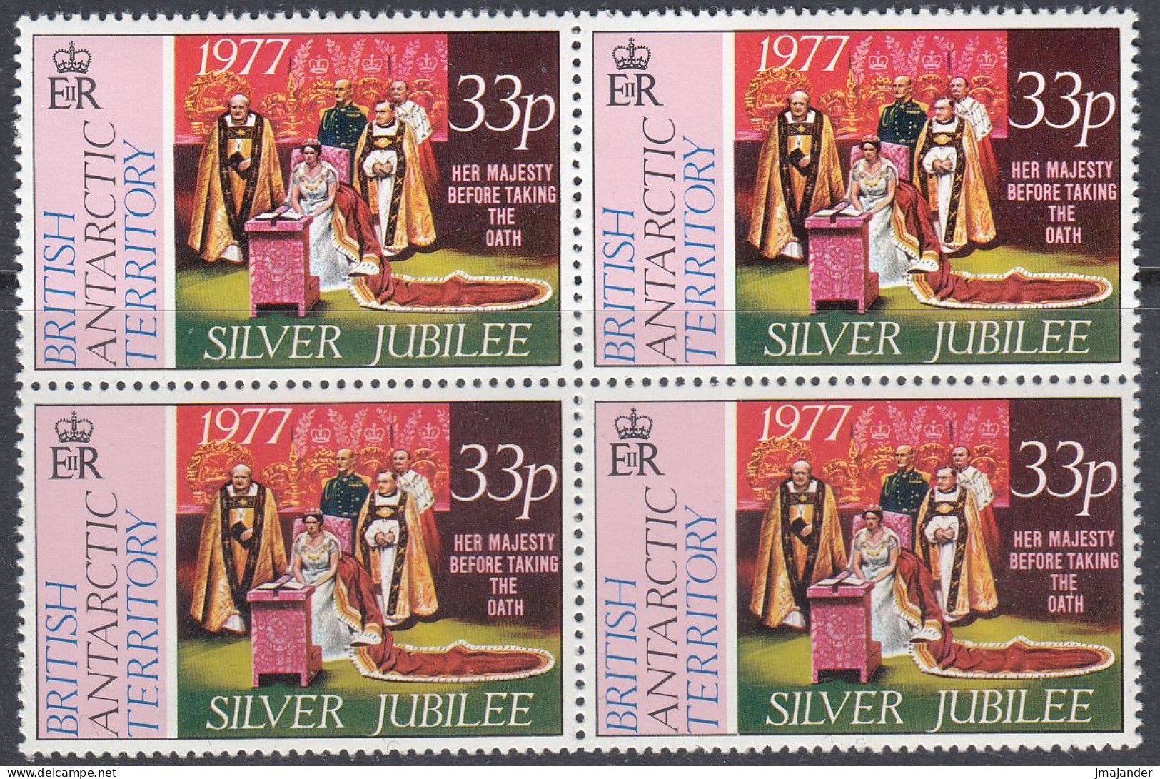 British Antarctic 1977 - The 25th Anniversary Of The Coronation Of Queen EIizabeth - Blocks Of 4 (68-70) ** MNH - Neufs