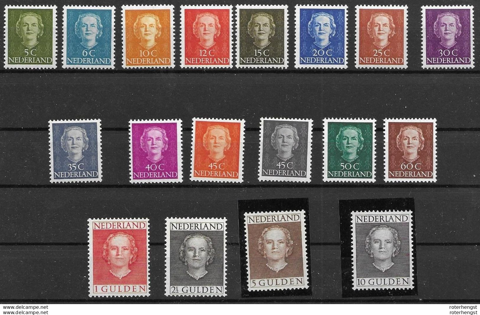 Netherlands 1250 Euros Mnh ** All Very Clean Original Gum, Only 10G Has Quasi Invisible 0,5cm Hinge Trace - Nuevos