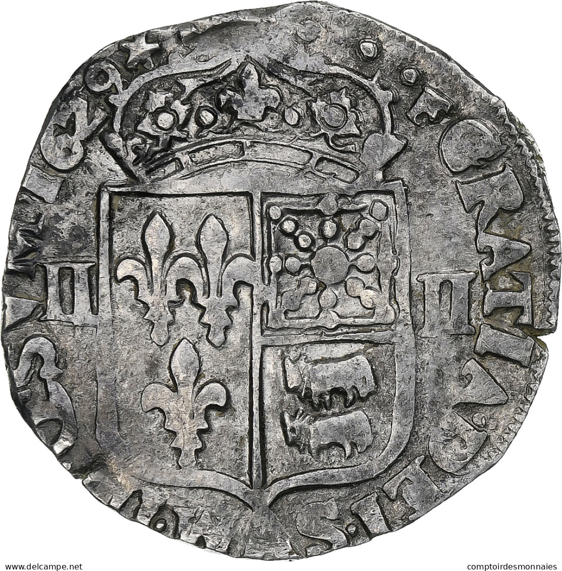 France, Louis XIII, 1/4 Ecu De Béarn, 1629, Morlaas, Argent, TTB, Gadoury:30 - 1610-1643 Louis XIII Le Juste