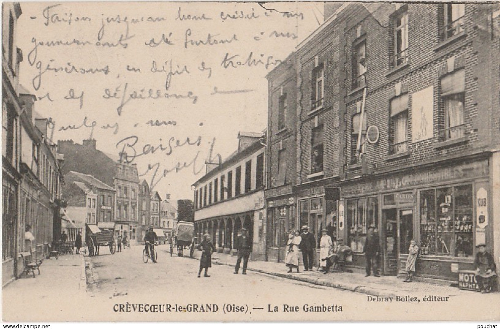 60) CREVECOEUR LE GRAND (OISE) LA  RUE GAMBETTA - (ANIMEE - COMMERCES - HABITANTS - 2 SCANS) - Crevecoeur Le Grand