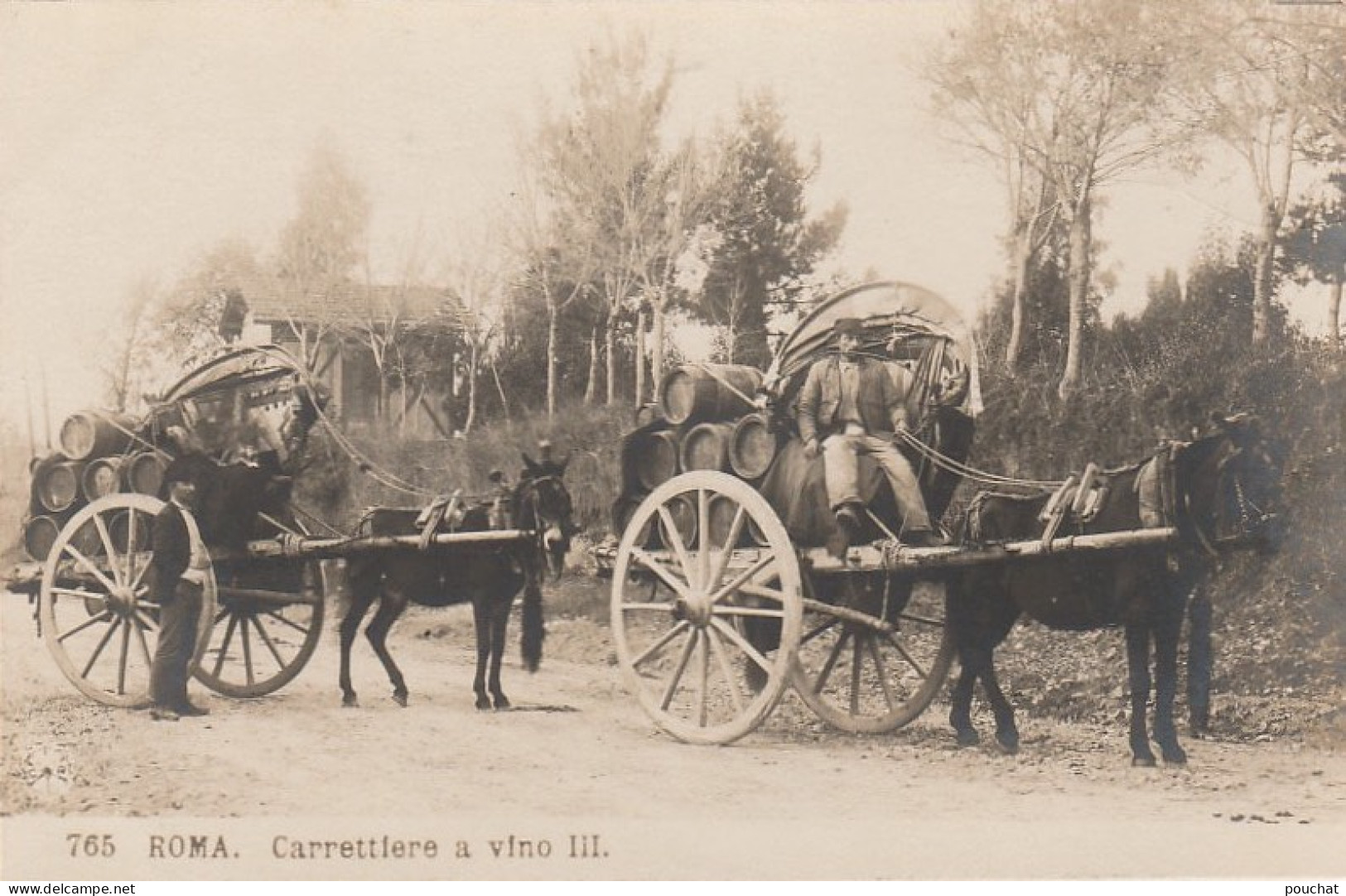 P12- ROMA - CARRETTIERE A VINO III - (ATTELAGE CHEVAUX - TRANSPORT DU VIN  - 2 SCANS) - Transports