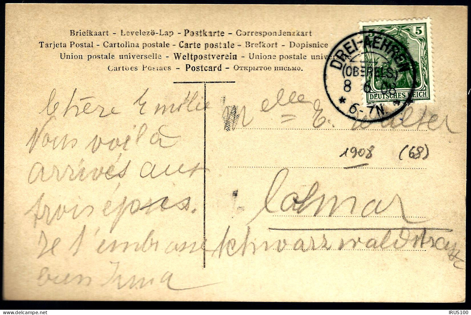 1908 - DREI-AEHREN - ENTIER POSTAL - GANZSACHE - POSTAL STATIONARY -  - Sonstige & Ohne Zuordnung