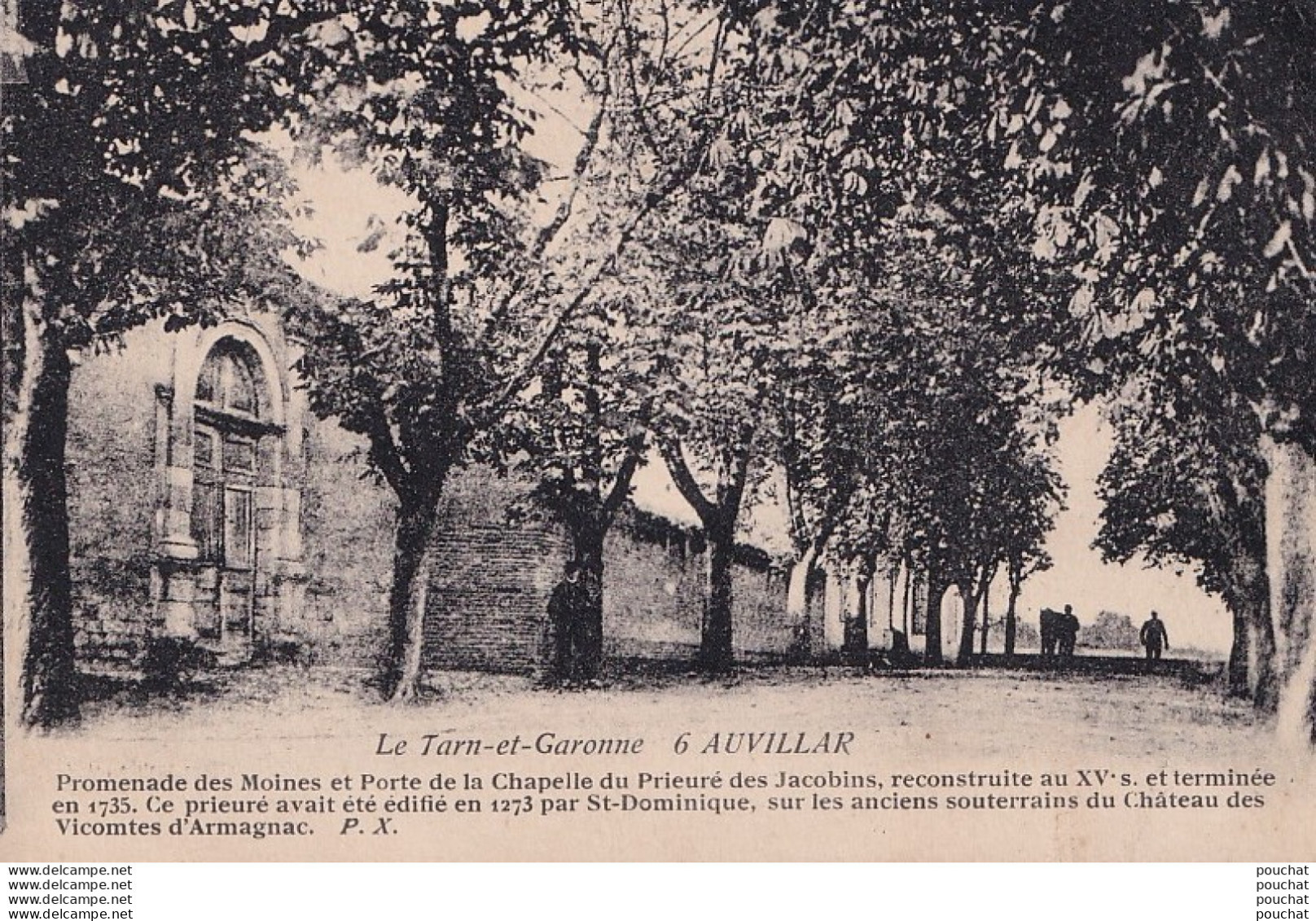 O27-82) AUVILLAR (TARN ET GARONNE)  PROMENADE DES MOINES ET PORTE DE LA CHAPELLE DU PRIEURE DES JACOBINS   - ( 2 SCANS ) - Auvillar