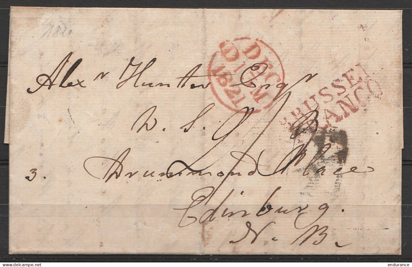 L. Datée 6 Décembre 1821 De BRUXELLES ? Pour EDINBURGH Càd "DEC 13 1821" - Griffe "BRUSSEL/FRANCO - 1815-1830 (Dutch Period)