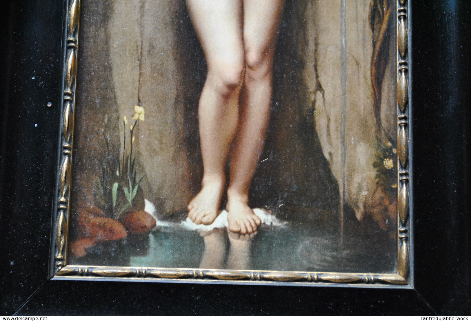 Belle Ancienne Reproduction Cadre En Bois Noirci 34 X 21 Cm Du Tableau LA SOURCE De Ingres Nu Porteuse D'eau Romantisme - Autres & Non Classés