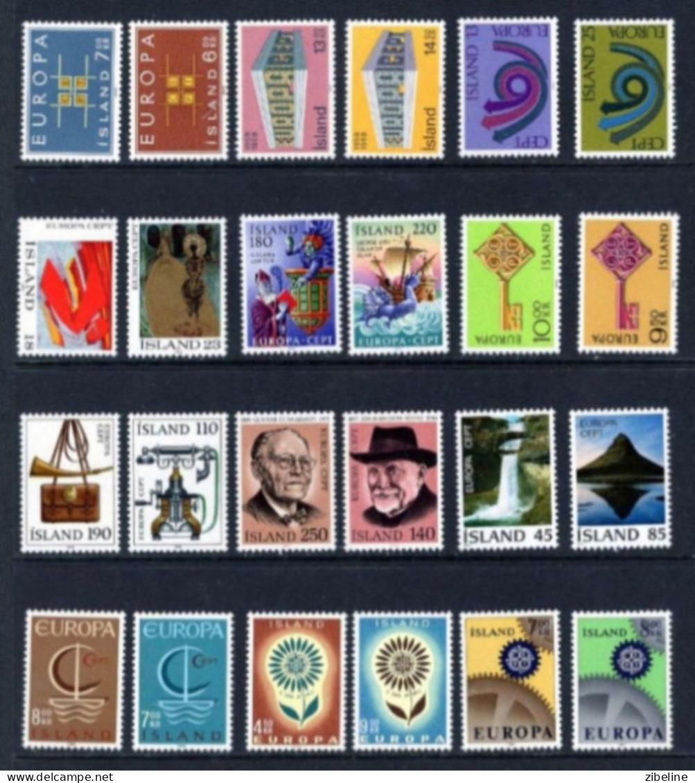 Lot ISLANDE  24 Timbres Series Completes  (12) EUROPA CEPT XX MNH - Nuovi