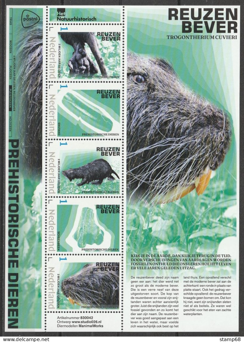 Nederland NVPH 3642 Vel Persoonlijke Zegels Prehistorische Dieren Reuzenbever 2024 MNH Postfris Beaver Castor - Personalisierte Briefmarken