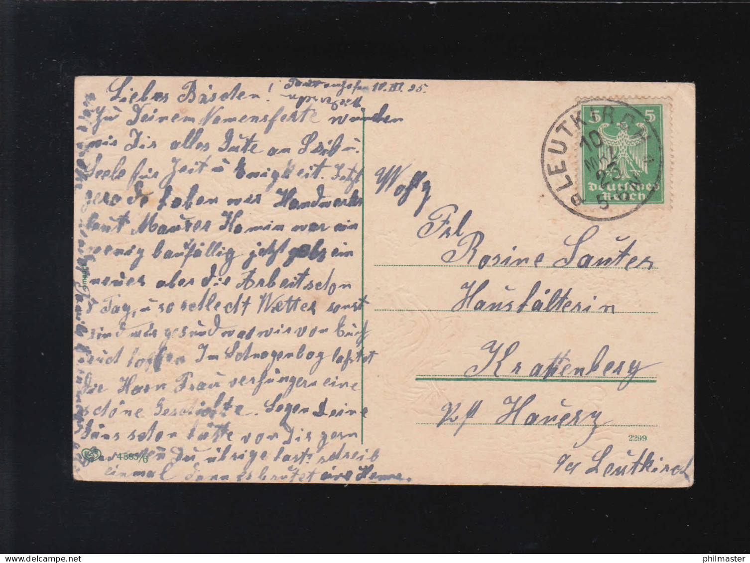 Mädchen Rosa Blaue Kleider Mauer Blühende Zweige Frühling, Leutkirch 10.3.1925 - Contre La Lumière