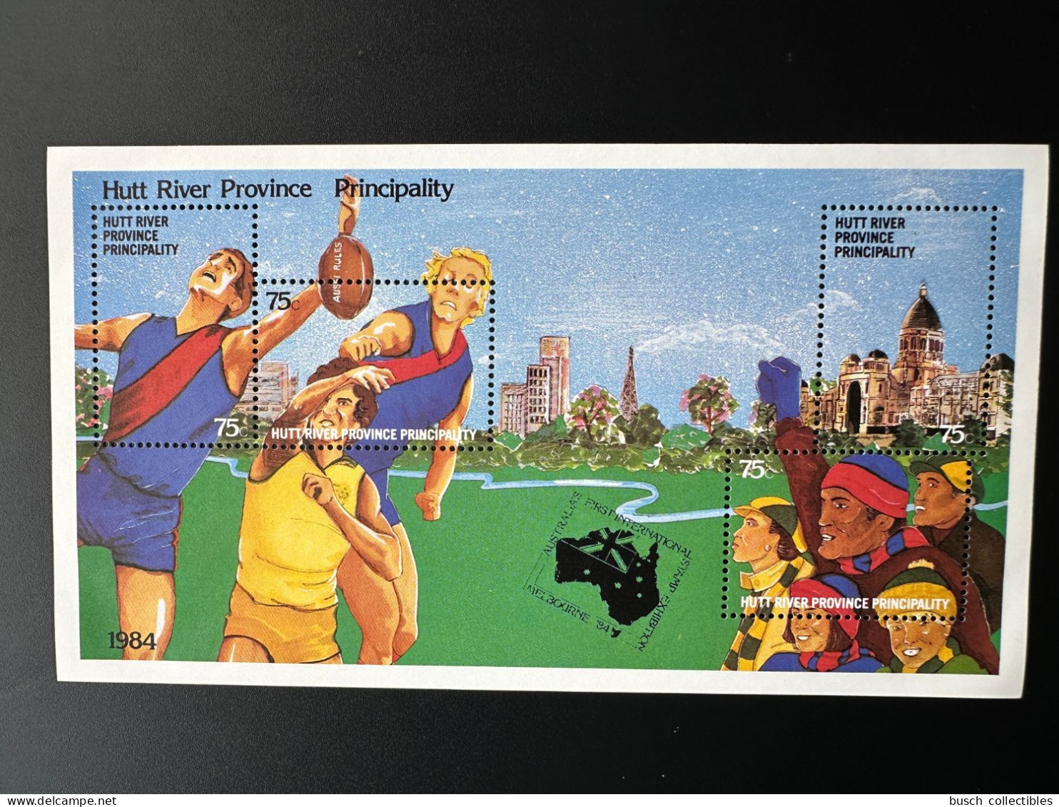 Australie Australia 1984 Hutt River Province Principality Rugby First International Stamp Exhibition Melbourne '84 - Rugby