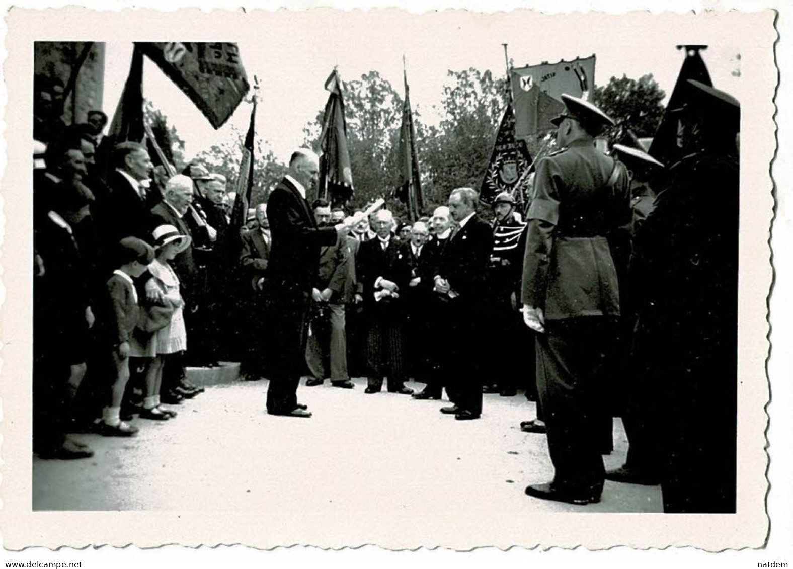 VIELSALM, Mr Kieffer Prononçant Un Discours Pour Le Ministre Drèze Le 16/09/34 (chasseurs Ardennais)(6x9cm) - Vielsalm