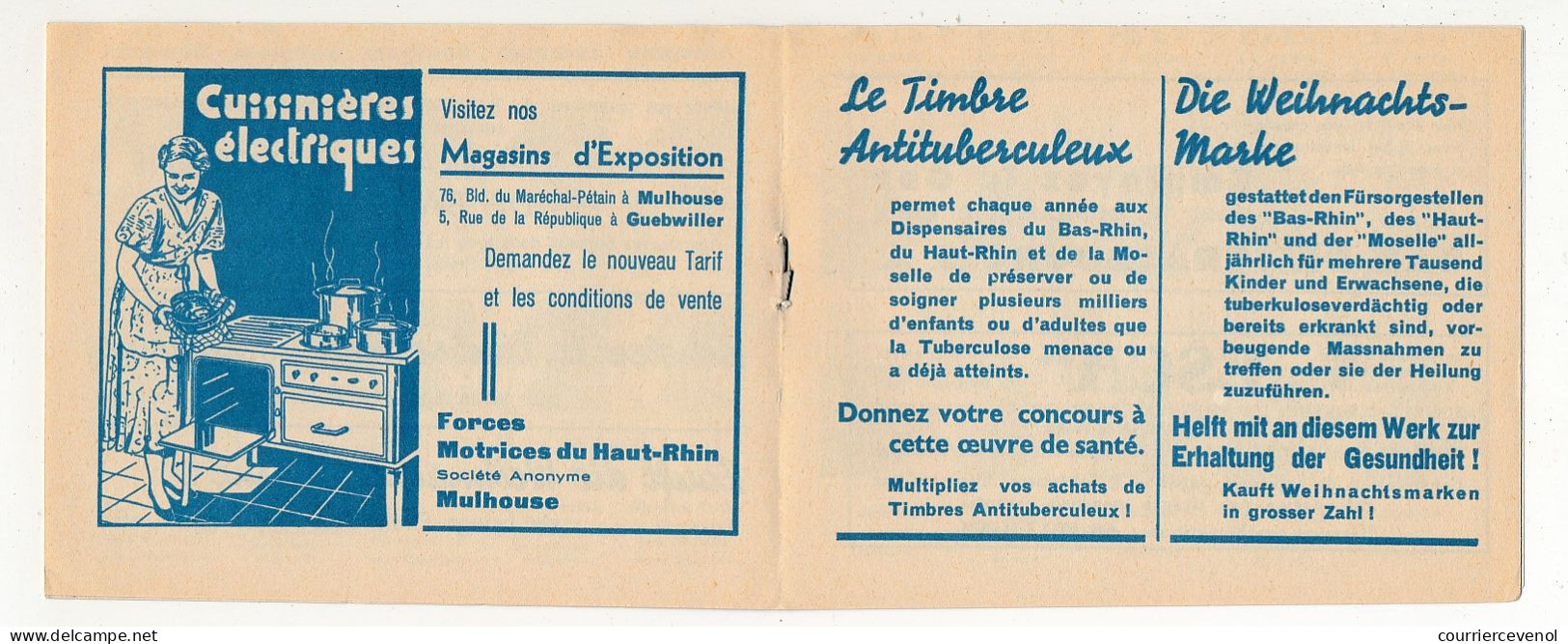 Carnet anti-tuberculeux 1935 Association Alsacienne Lorraine contre la Tuberculose - Bilingue - 20 Timbres 10cts / 2F