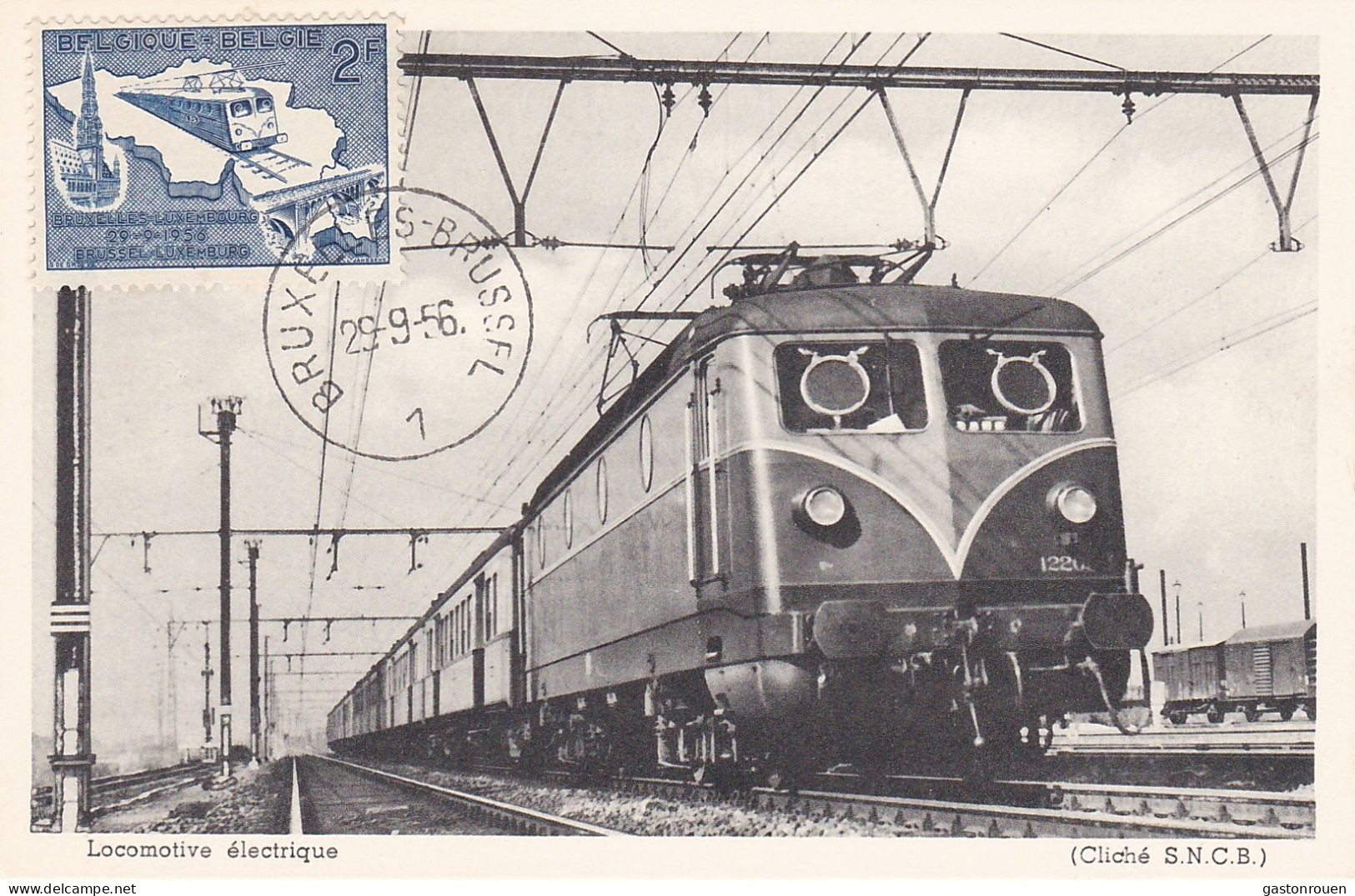 Carte Maximum Belgique 996 Train Electrification Ligne Ferroviaire 1956 - 1951-1960