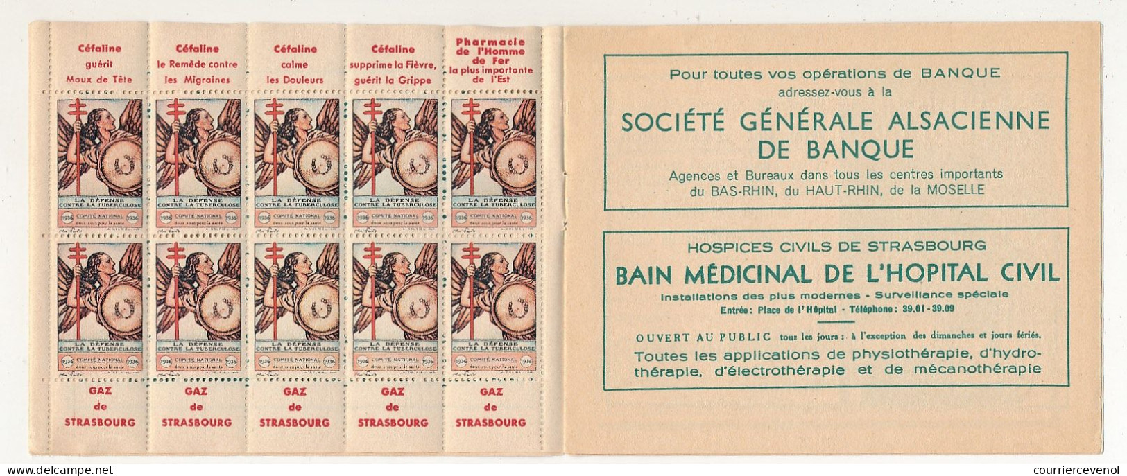 Carnet Anti-tuberculeux 1936 Association Alsacienne Lorraine Contre La Tuberculose - Bilingue - 20 Timbres 10cts / 2F - Blocs & Carnets