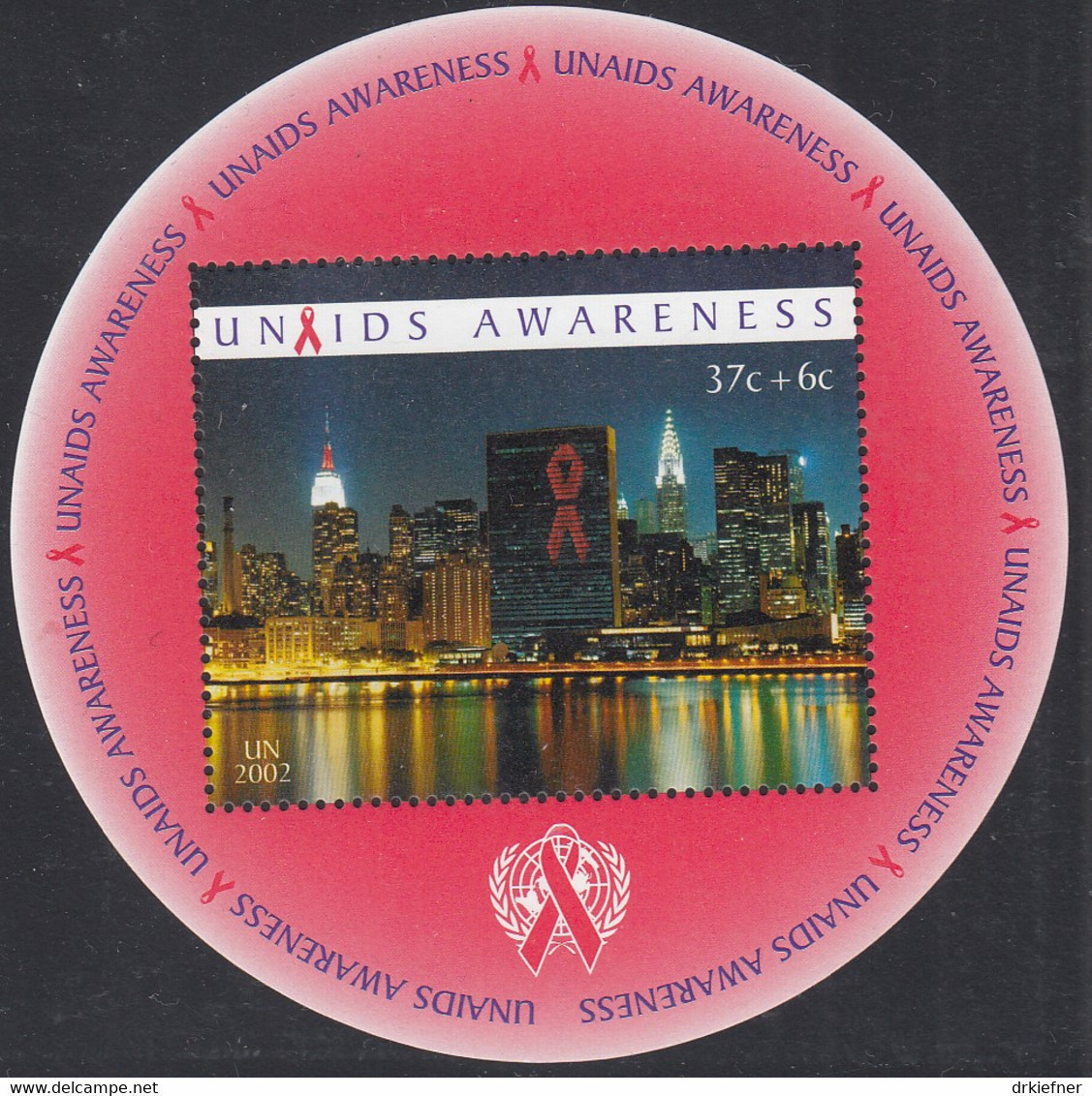 UNO NEW YORK  Block 22, Postfrisch **, Aids-Bekämpfung, 2002 - Blocks & Sheetlets