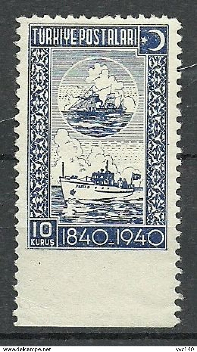 Turkey; 1940 100th Anniv. Of The Post 10 K. "Imperf. Edge" ERROR MNH** - Ungebraucht