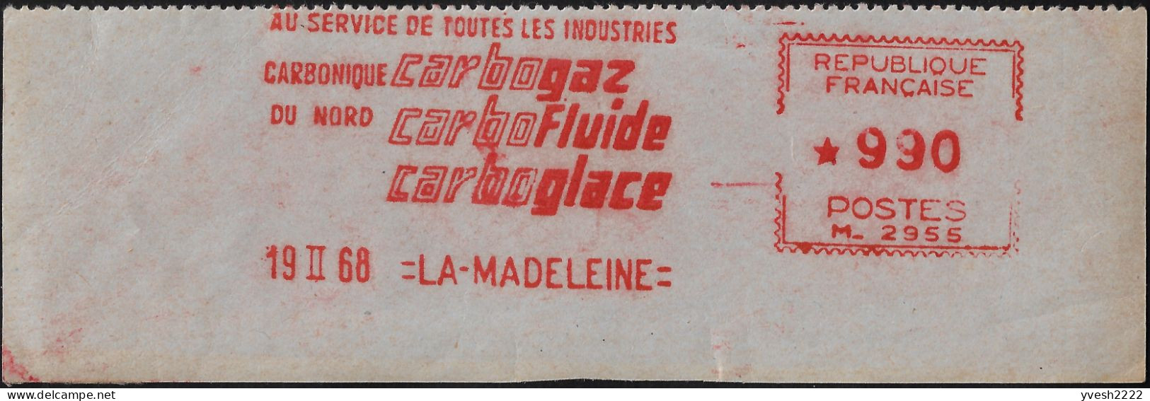 France 1968. EMA Empreinte De Machine à Affranchir à 9.90 F. Industrie Carbonique Carbogaz, Carbofluide, Carboglace - Chemistry