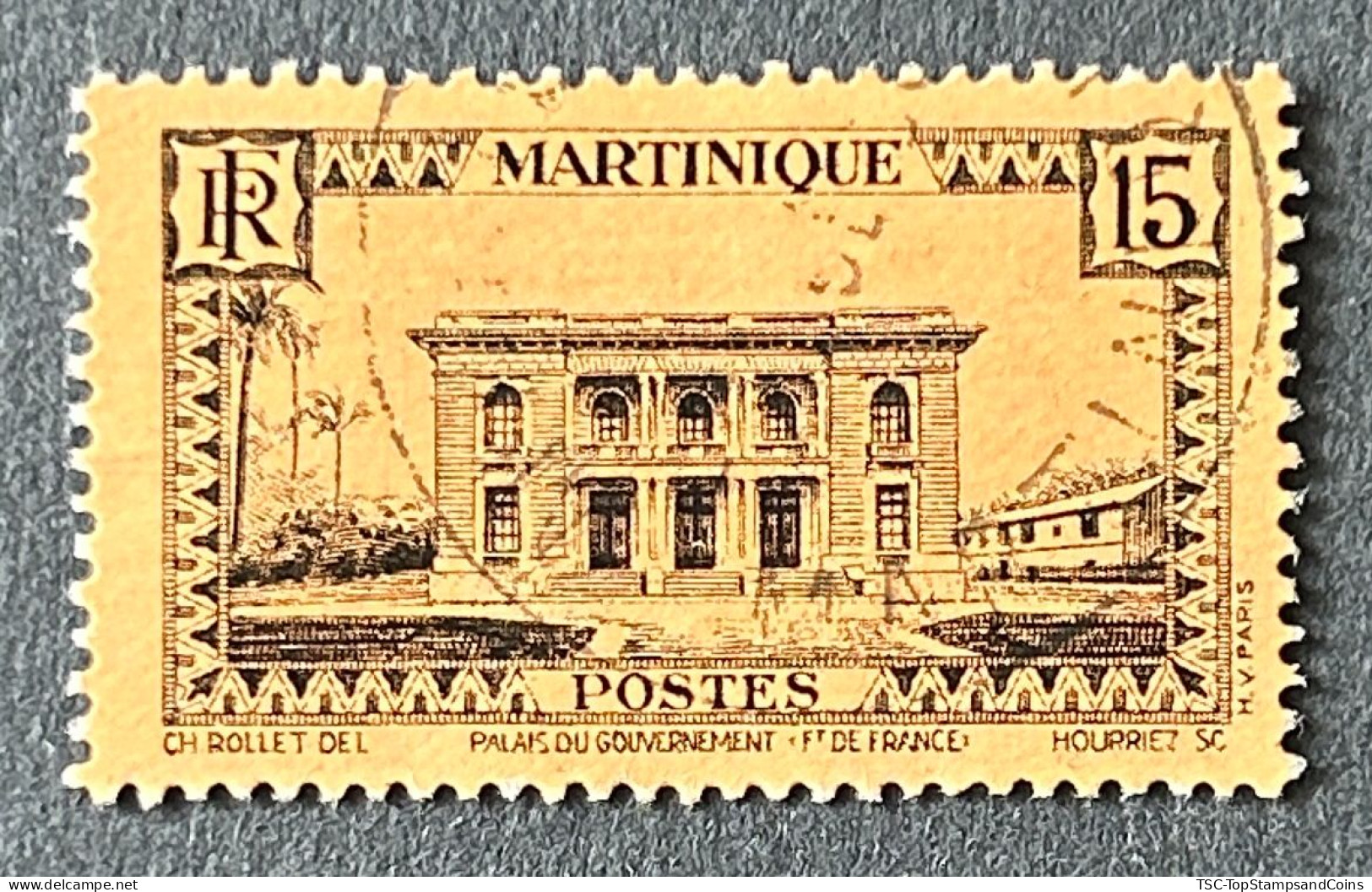 FRMAR0138U  - Local Motives - Palais Du Gouvernement -  15 C Used Stamp - Martinique 1933 -  YT FR-MAR 138 - Gebraucht