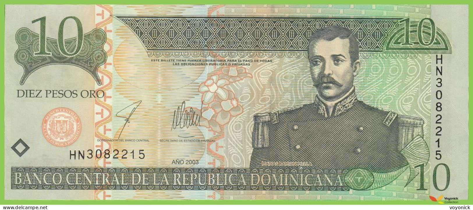 Voyo DOMINICANA 10 Pesos Oro 2003 P168c B692b HN UNC - Dominicaine