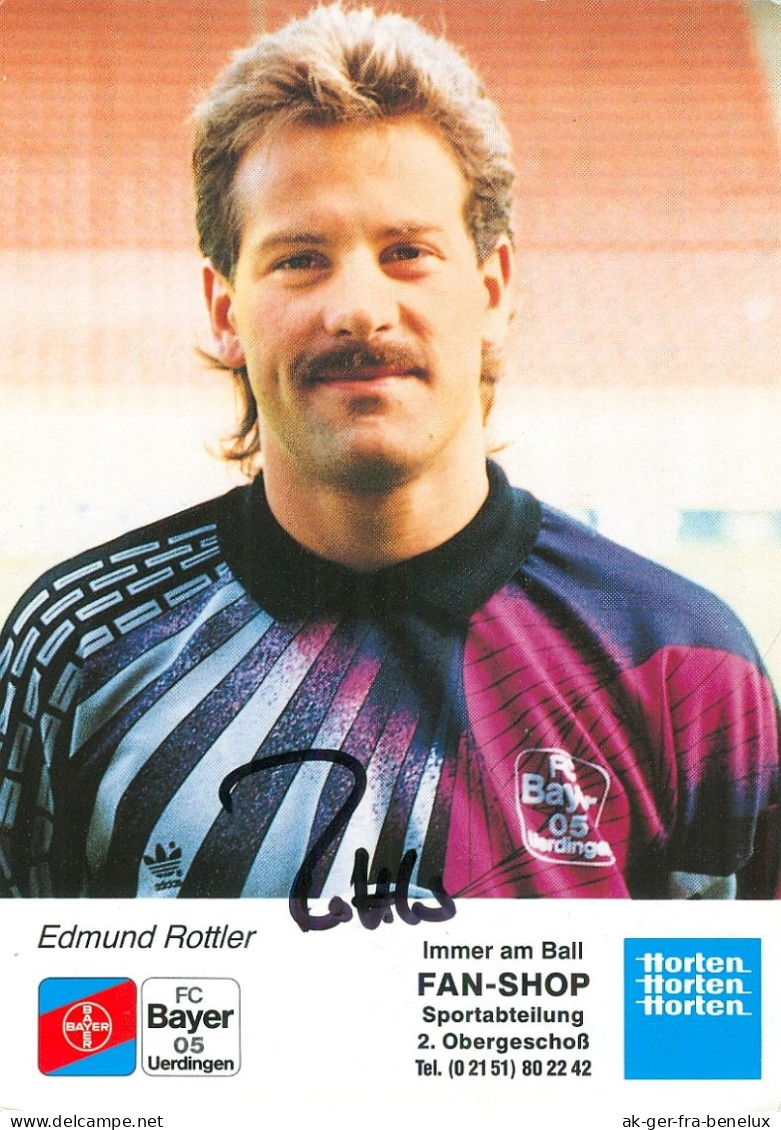 Fußball-Autogrammkarte AK Edmund Rottler FC Bayer 05 Uerdingen 91-92 KFC Obereschach Schwenningen Vorwärts Steyr Cottbus - Authographs