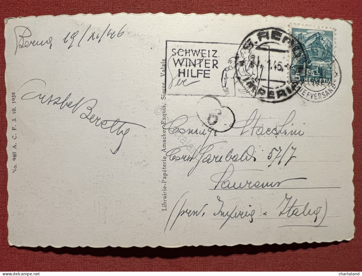 Cartolina - Svizzera - Granges - La Gare Et Le Rhone - 1946 - Unclassified