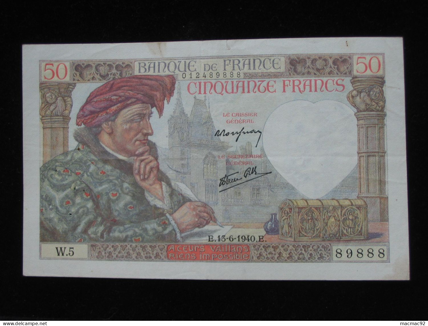 50 Cinquante Francs - Jacques Coeur - 15-6-1940   **** EN ACHAT IMMEDIAT **** - 50 F 1940-1942 ''Jacques Coeur''