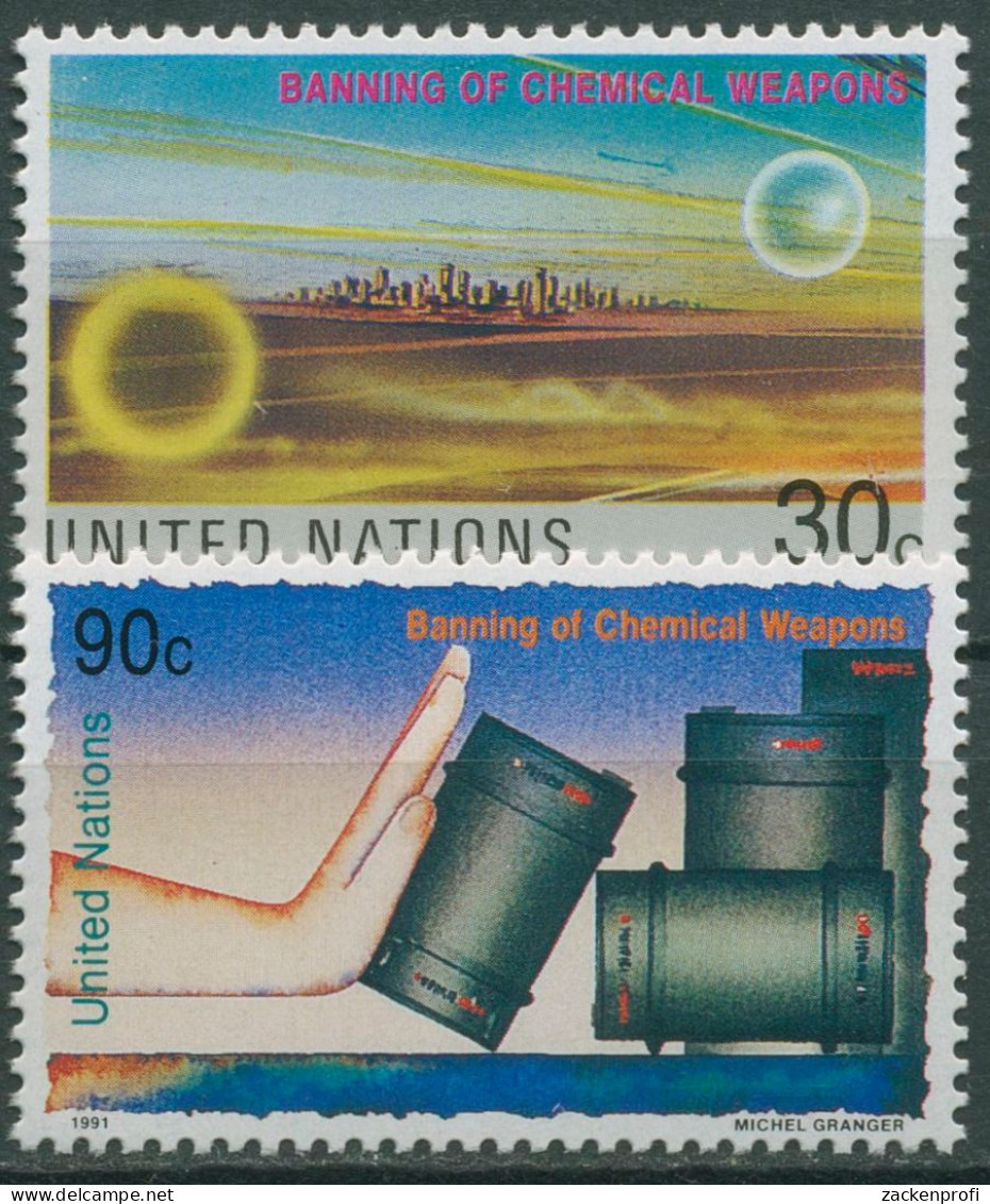 UNO New York 1991 Verbot Von Chemischen Waffen 617/18 Postfrisch - Ungebraucht