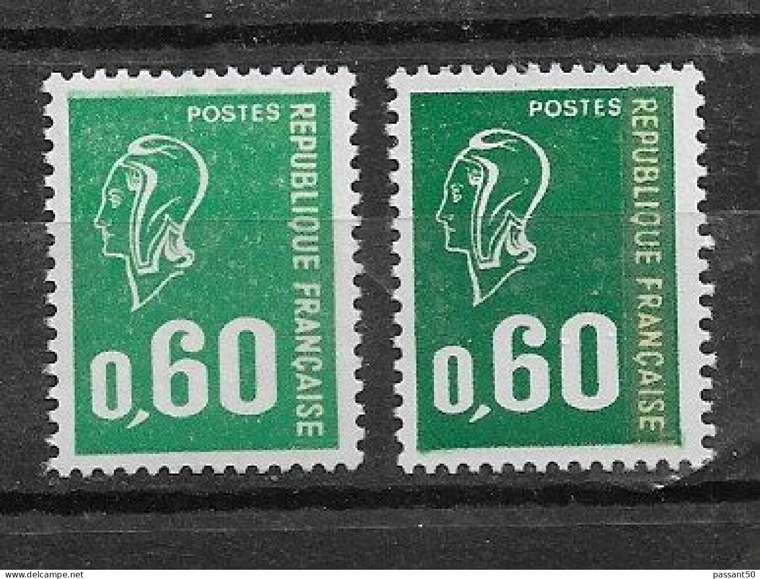 Béquet 0fr60 Typo YT 1814 + D :le Vert Clair + Le Vert Foncé. Pas Courants, Voir Scan. Cotes YT : 0.60 € + 2 € = 2.60 €. - Ungebraucht