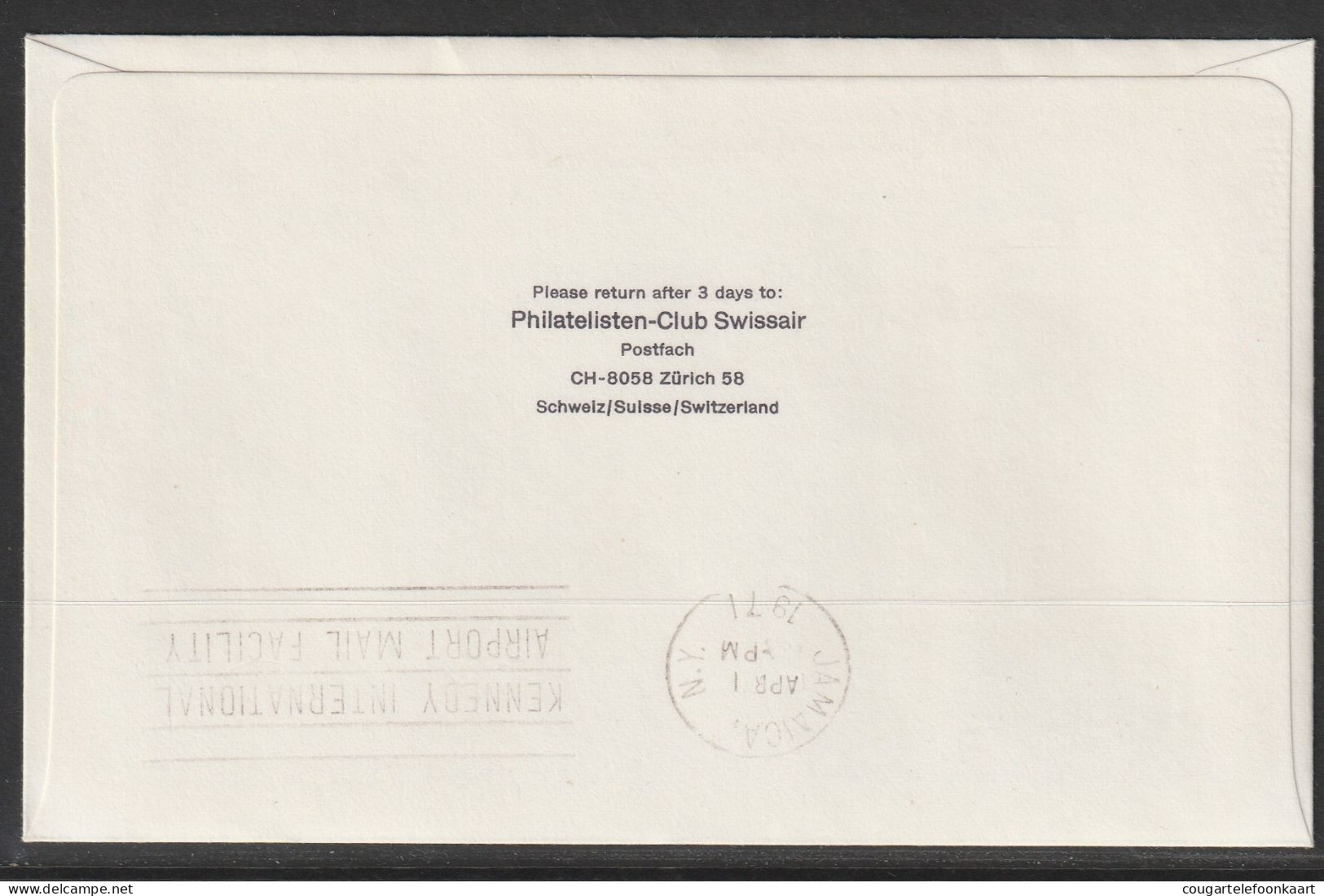 1971, Swissair, Erstflug, Liechtenstein - New York JFK - Air Post