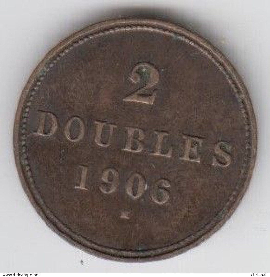 Guernsey Coin 2 Double 1906 - Condition Fine - Guernesey