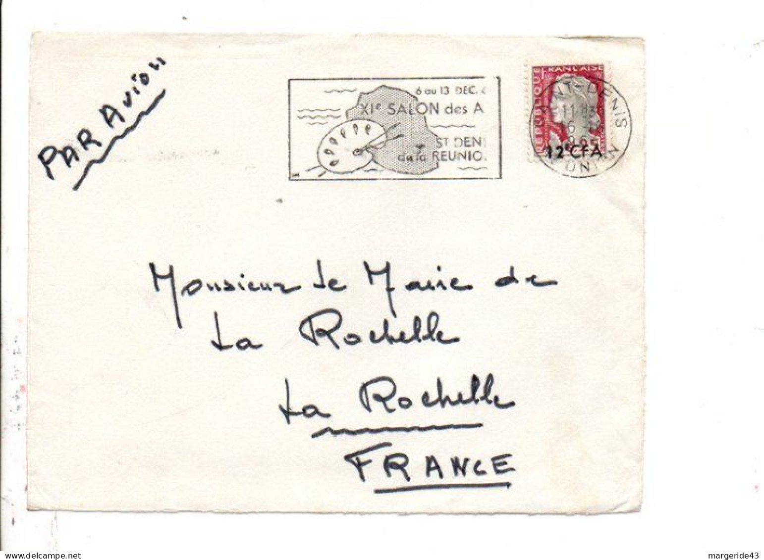 REUNION SEUL SUR DEVANT DE LETTRE POUR LA METROPOLE 1964 - Lettres & Documents