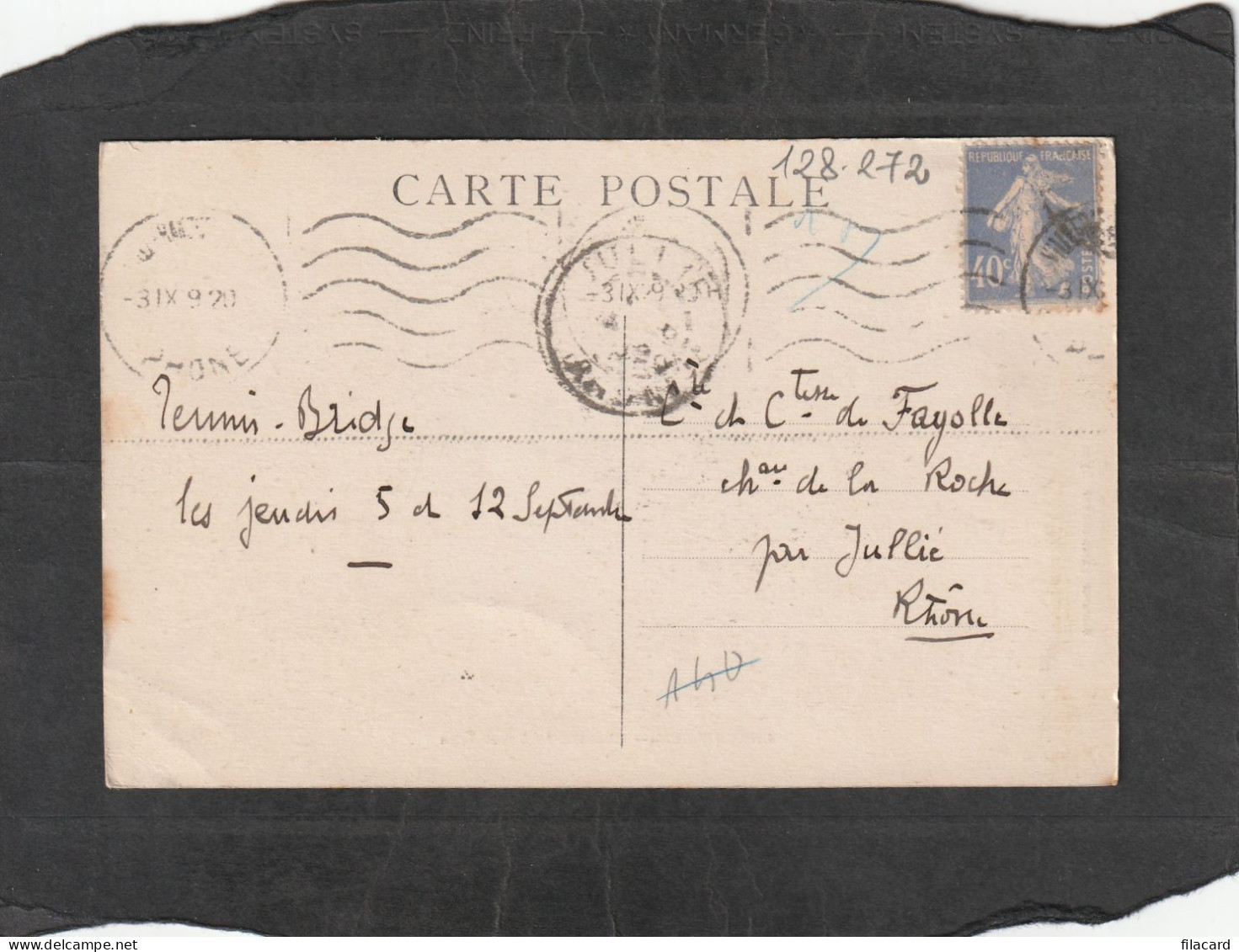 128272       Francia,    Anse,   Chateau  De  Saint-Trys,    VG   1920 - Anse