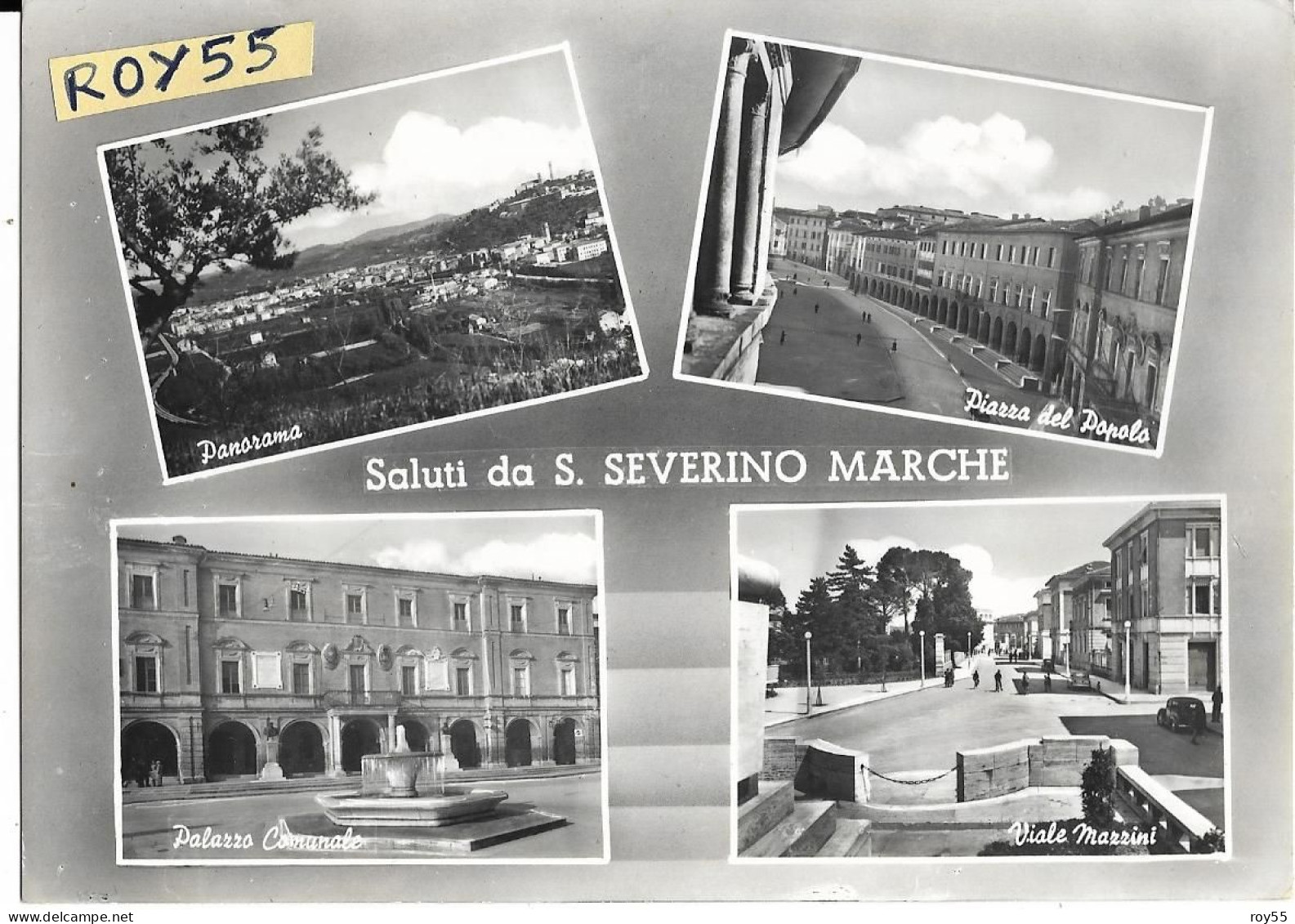 Marche-s.severino Marche Saluti Da San Severino Vedute Vedutine Piazza Del Popolo Palazzo Comune Viale Mazzini Panorama - Andere & Zonder Classificatie