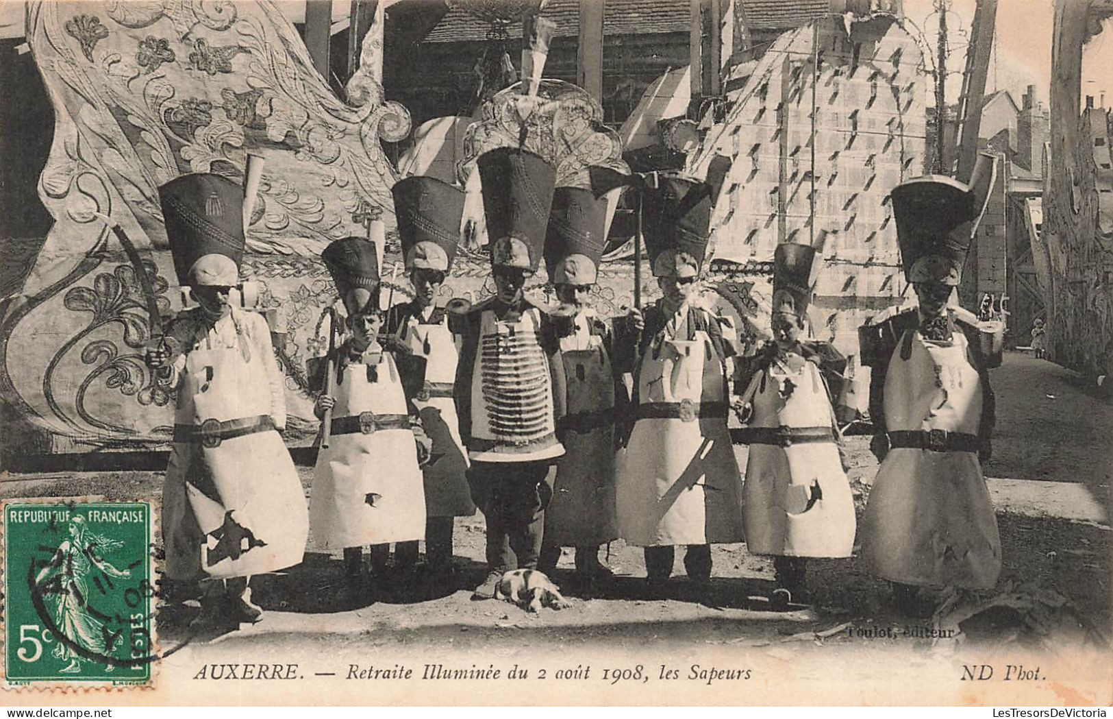 FRANCE - Auxerre - Retraite Illuminée Du 2 Août 1908 - Les Sapeurs - Animé - Carte Postale Ancienne - Auxerre