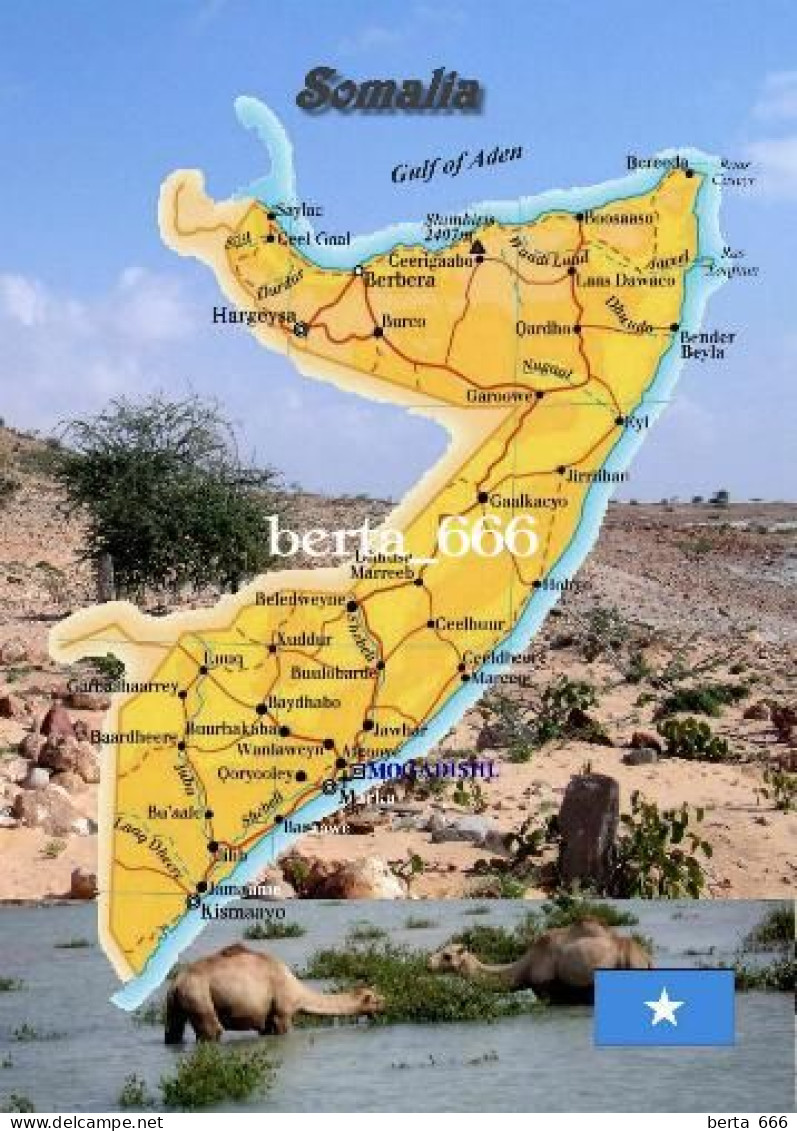 Somalia Country Map New Postcard * Carte Geographique * Landkarte - Somalie