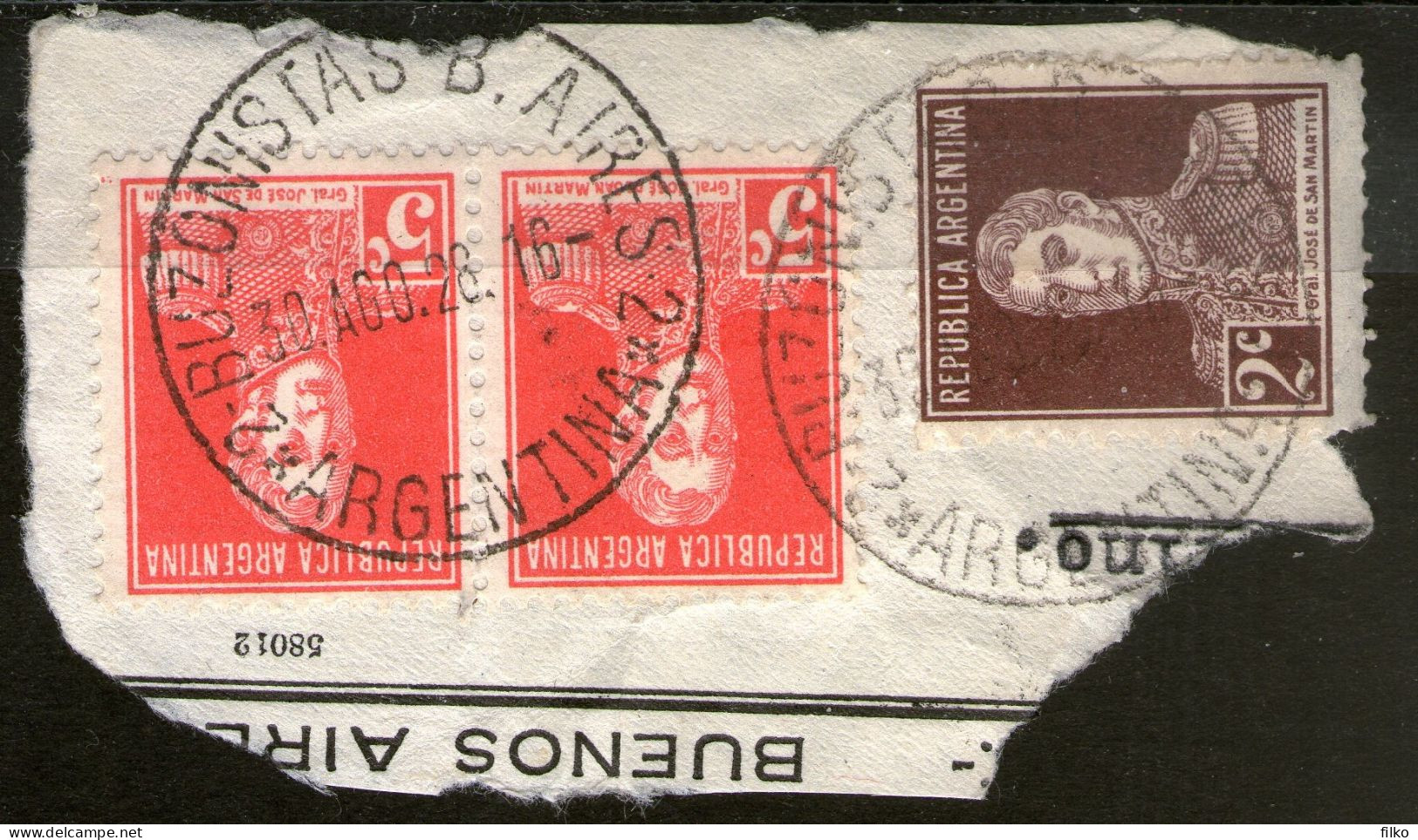 Argentina,1928,cut Squer Cancel,Buzonistas,29.09.1829 Used As Scan - Storia Postale