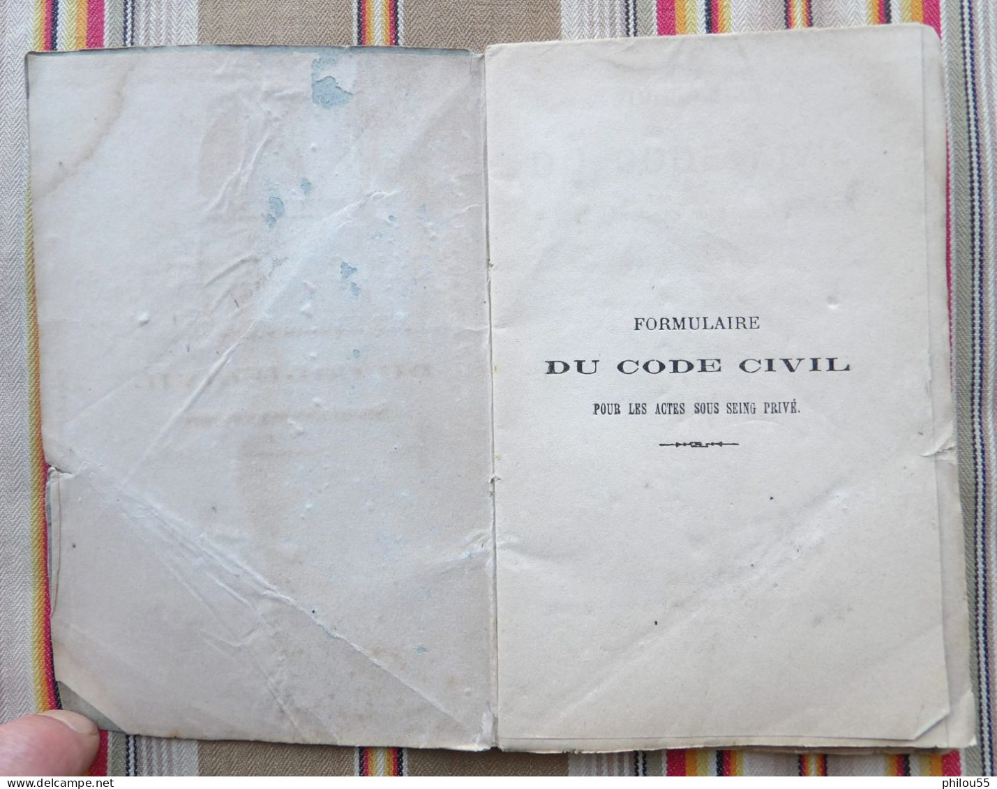 12 RODEZ Ve E. CARRERE Formulaire Du Code Civil Pour Les Actes Sous Seing Prive Par M. BARTHE 1875 - Midi-Pyrénées