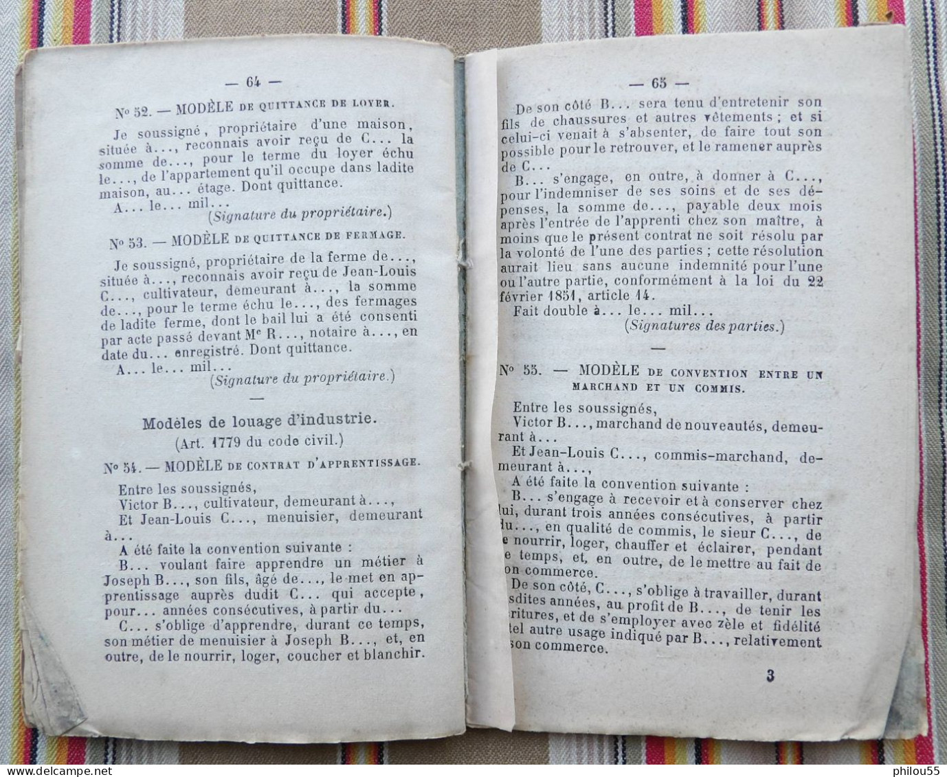 12 RODEZ Ve E. CARRERE Formulaire du Code Civil pour les Actes sous Seing Prive par M. BARTHE 1875